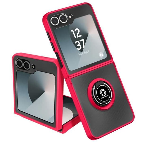Fodral till Samsung Galaxy Z Flip 6 - AVIZAR - Röd - Metal Ring Video Support