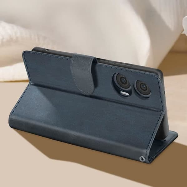 Fodral till Motorola Edge 50 Fusion Handledsrem Flip Wallet Stand Midnight Blue