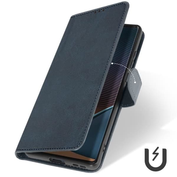 Fodral till Motorola Edge 50 Fusion Handledsrem Flip Wallet Stand Midnight Blue