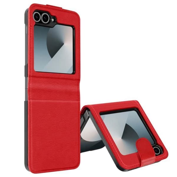 Fodral till Samsung Z Flip 6 - AVIZAR - Chesterfield - Veganskt läder - Röd