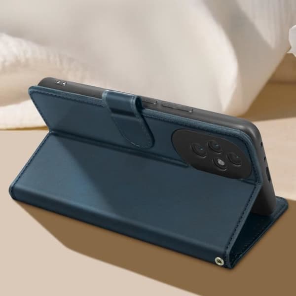 Fodral för Honor 200 Pro - AVIZAR - Handledsrem Flip Wallet Support - Blå - Blandat