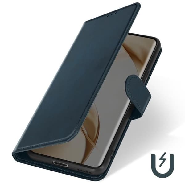 Fodral för Honor 200 Pro - AVIZAR - Handledsrem Flip Wallet Support - Blå - Blandat