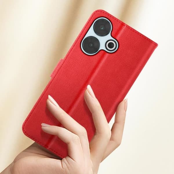 Fodral till Xiaomi Redmi 13 - AVIZAR - Chesterfield - Röd - Plånbok och videostöd