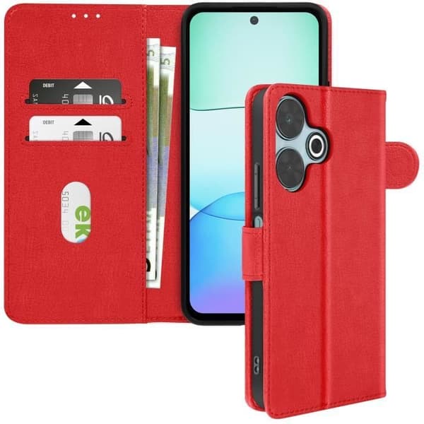 Fodral till Xiaomi Redmi 13 - AVIZAR - Chesterfield - Röd - Plånbok och videostöd
