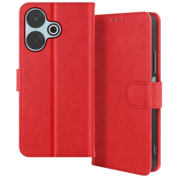 Fodral till Xiaomi Redmi 13 - AVIZAR - Chesterfield - Röd - Plånbok och videostöd