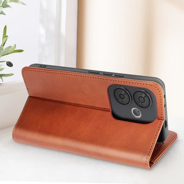 Fodral till Xiaomi Poco F6 - AVIZAR - Flip Wallet Stand Vintage Style - Brun