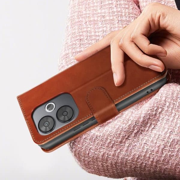 Fodral till Xiaomi Poco F6 - AVIZAR - Flip Wallet Stand Vintage Style - Brun