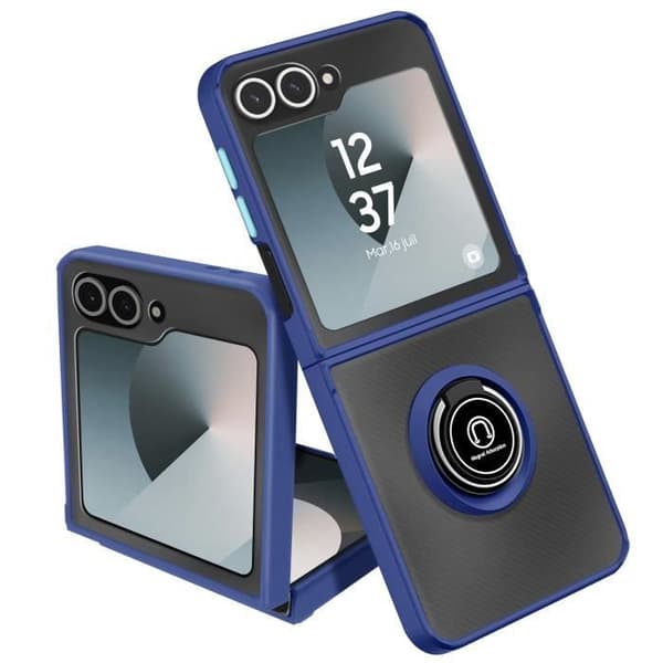 Fodral för Samsung Galaxy Z Flip 6 Metal Ring Video Support Blå