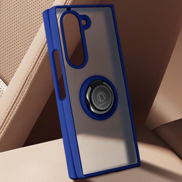 AVIZAR Hårt Fodral för Samsung Galaxy Z Fold 6 - Metallring Blå Videostöd - Stötsäkert fodral