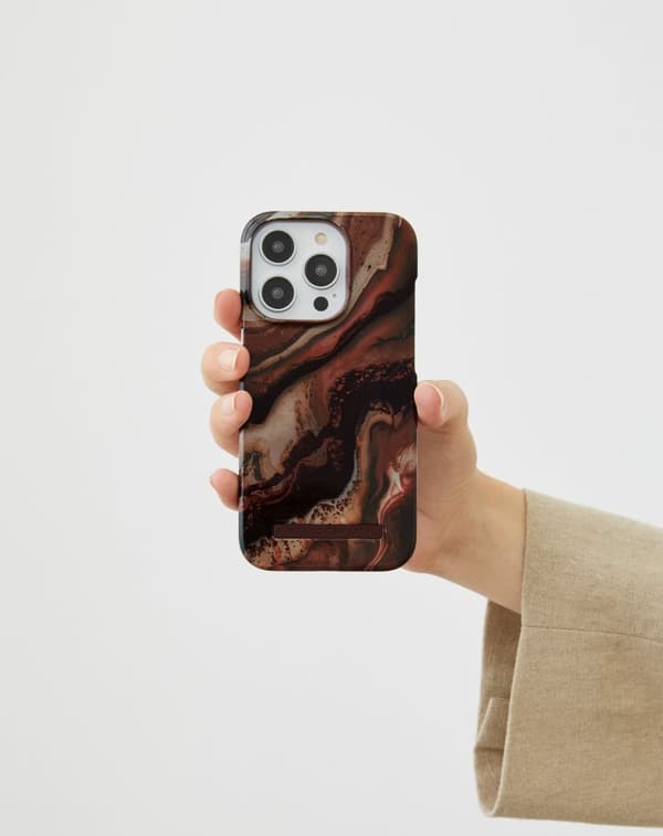 Printed Case MagSafe iPhone 15 Dark Amber Marble