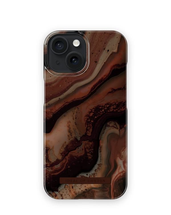Printed Case MagSafe iPhone 15 Dark Amber Marble