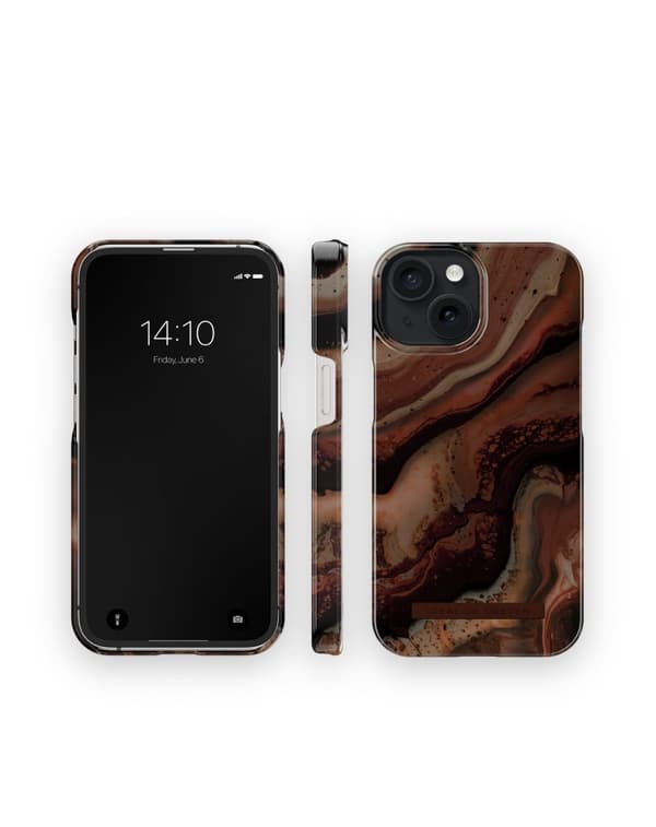 Printed Case iPhone 15 Dark Amber Marble