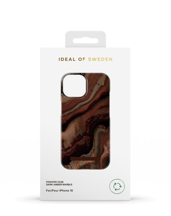 Printed Case iPhone 15 Dark Amber Marble