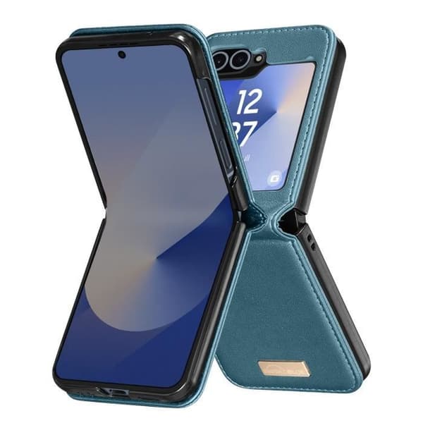 Fodral - AVIZAR - Samsung Galaxy Z Flip 6 - Vegansk läderbaksida - Stel interiör - Grön