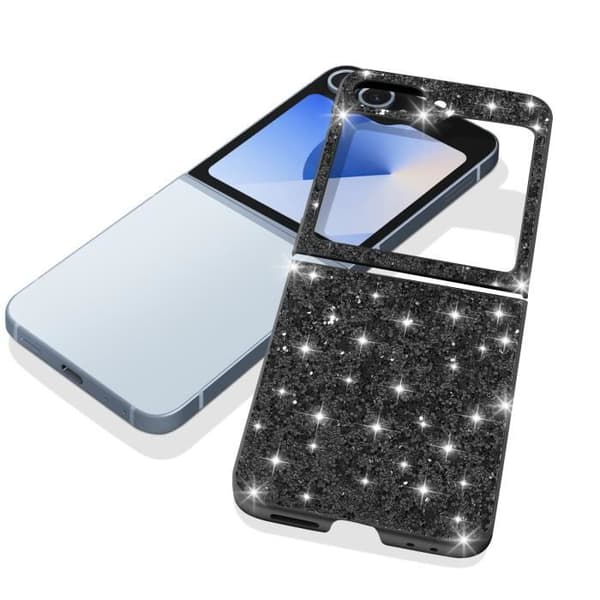 Glitterfodral till Samsung Z Flip 6 - AVIZAR - Hard Back Soft Contour - Svart