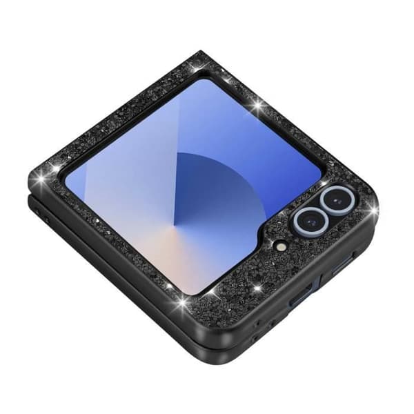 Glitterfodral till Samsung Z Flip 6 - AVIZAR - Hard Back Soft Contour - Svart