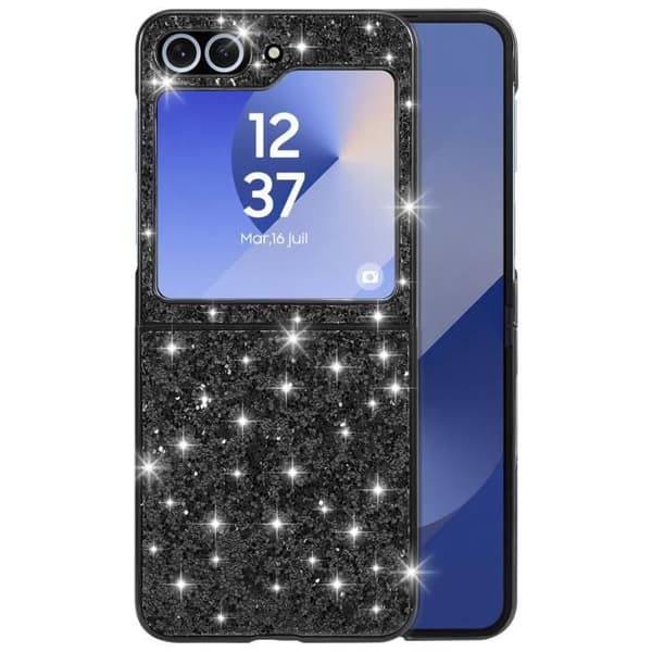 Glitterfodral till Samsung Z Flip 6 - AVIZAR - Hard Back Soft Contour - Svart