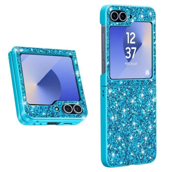 Glitterfodral till Samsung Z Flip 6 - AVIZAR - Hard Back Soft Contour - Blå