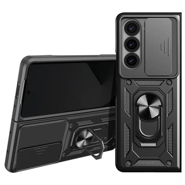 Fodral för Samsung Z Fold 6 Ring Support Skjutkameraskydd Svart