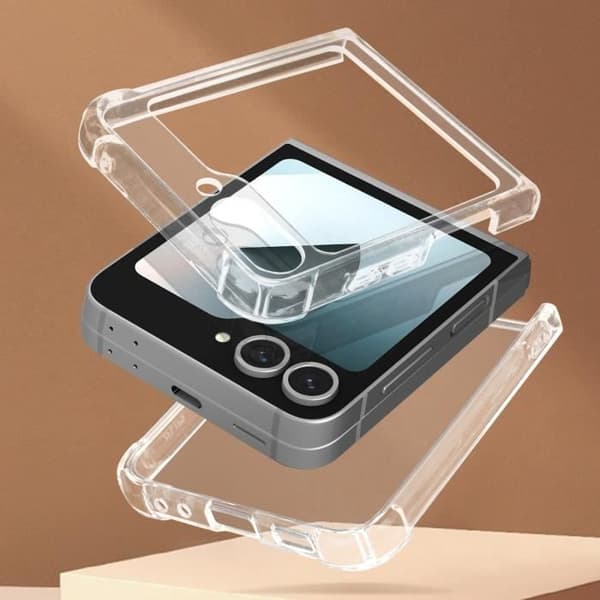 Fodral till Samsung Galaxy Z Flip 6 - AVIZAR - Stötsäker flexibla förstärkta hörn - Genomskinlig