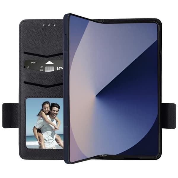 Fodral till Galaxy Z Fold 6 Wallet Magnetic Tab handledsrem Svart