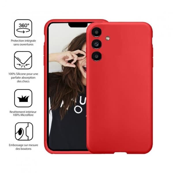 Fodral till Samsung Galaxy S23 FE - JAYM - Premium Silikon Microfiber Röd - Stängt runt om