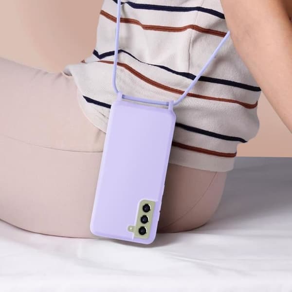 Sladdfodral till Samsung Galaxy S21 FE Halvstyvt band 80cm lavendel