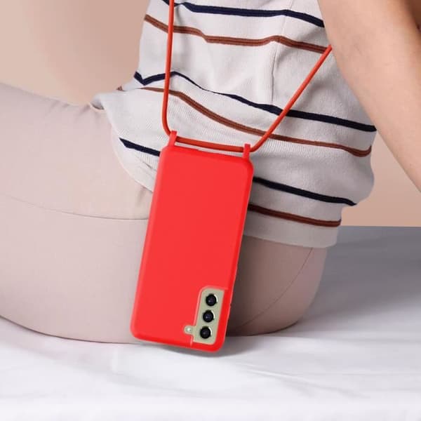 Sladdfodral till Samsung Galaxy S21 FE Semi-Rigid Lanyard 80cm Röd
