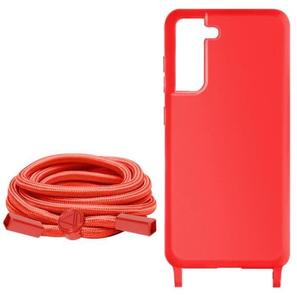 Sladdfodral till Samsung Galaxy S21 FE Semi-Rigid Lanyard 80cm Röd