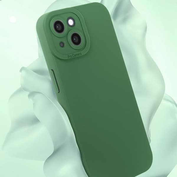 Skal till iPhone 15 Silikon Matt Kameraskydd Grön
