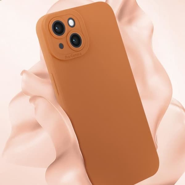 Skal till iPhone 14 Silikon Matt Kameraskydd Ljusbrun
