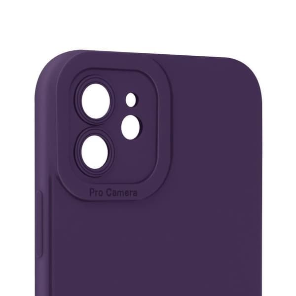 Skal till iPhone 12 - AVIZAR - Matt silikon - Förstärkt kameraskydd - Mörklila