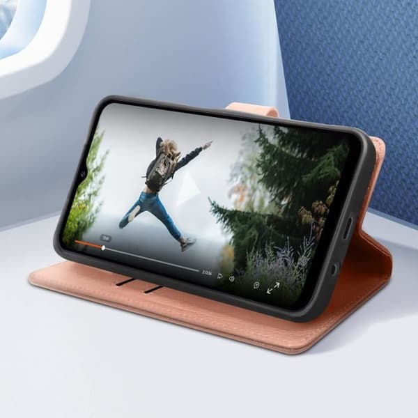 Fodral till Xiaomi Redmi 9C / 9C NFC / 10A plånbok och videohållare Champagne Pink