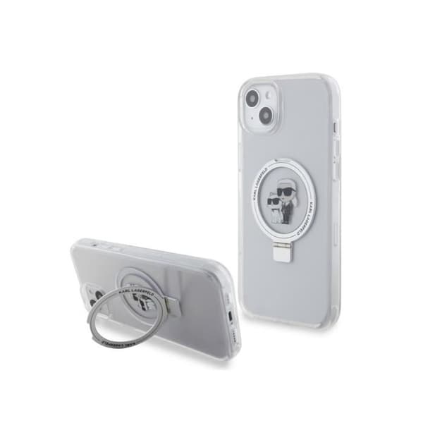 Skyddsfodral till iPhone 15 Karl Lagerfeld TPU Ringställ Transparent Magsafe kompatibel