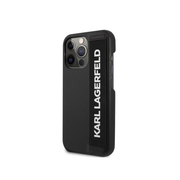 Smartphonefodral - KARL LAGERFELD - iPhone 13 Pro - Svart - Blank - Elastisk ryggrem