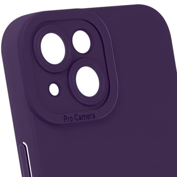 Skal till iPhone 15 Plus - AVIZAR - Matt silikon - Mörklila - Kameraskydd