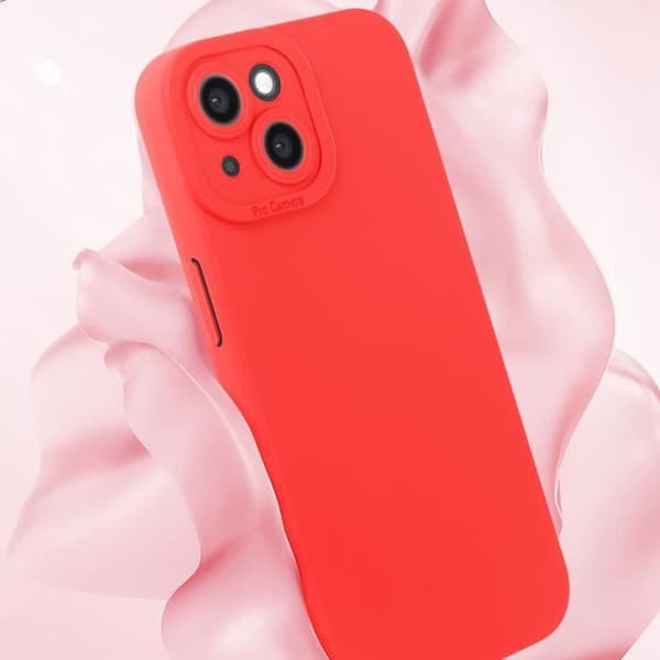 Skal till iPhone 15 Plus - AVIZAR - Matt silikon - Förstärkt kameraskydd - Röd