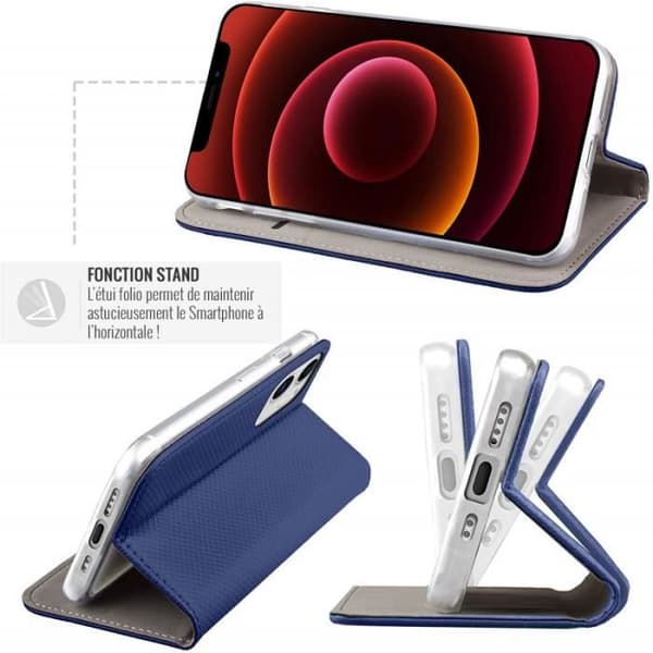 Foliofodral till Apple iPhone 12 Mini Magnetisk Stativ Funktion Jaym Blå