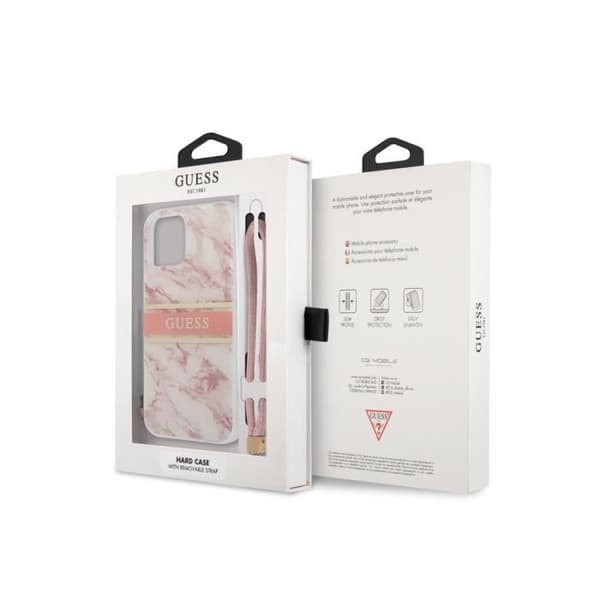 Fodral till Apple iPhone 12 / 12 Pro Marble Strap Guess Pink