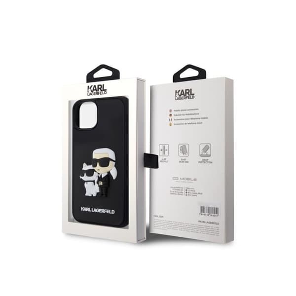 Fodral till Apple iPhone 15 Plus 3D Gummi Karl &amp; Choupette Karl Lagerfeld Svart