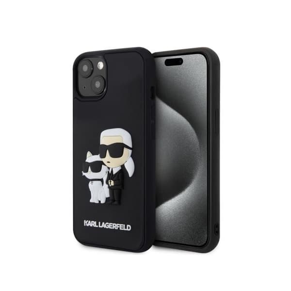 Fodral till Apple iPhone 15 Plus 3D Gummi Karl & Choupette Karl Lagerfeld Svart