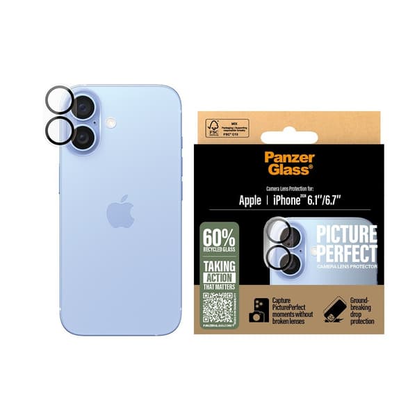 PanzerGlass iPhone 16/iPhone 16 Plus Kameran suoja PicturePerfect