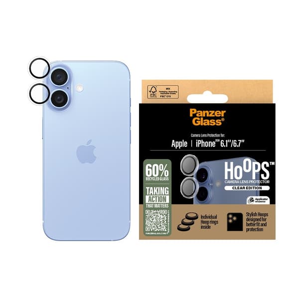 PanzerGlass iPhone 16/iPhone 16 Plus Kameran suoja Hoops Transparent