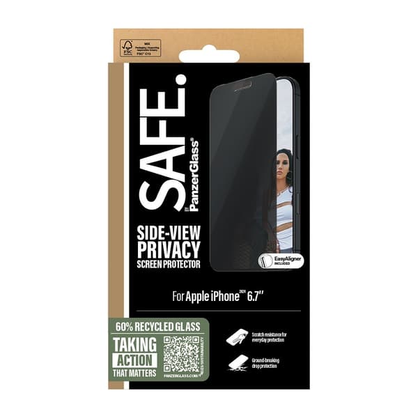 SAFE. by PanzerGlass iPhone 16 Plus Skærmbeskytter Privacy EasyAligner