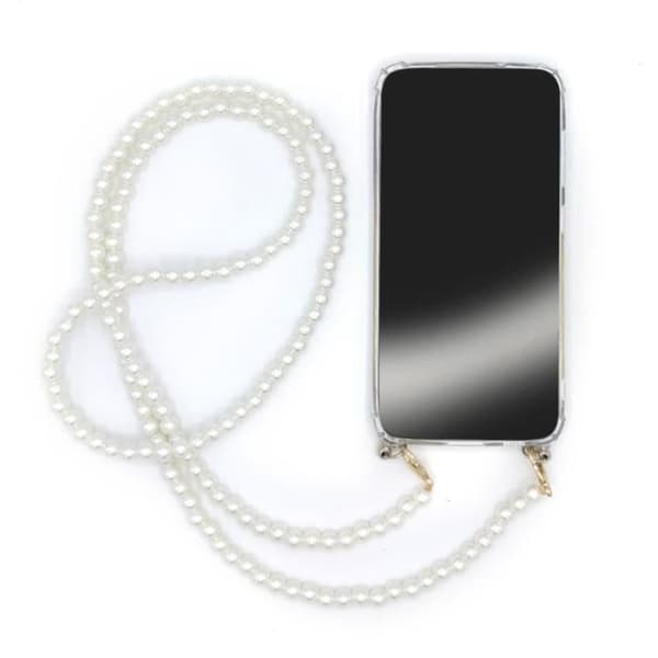 Genomskinligt fodral för Iphone 14 (6.1) med linne/axelrem/pärltelefonsladd One Size