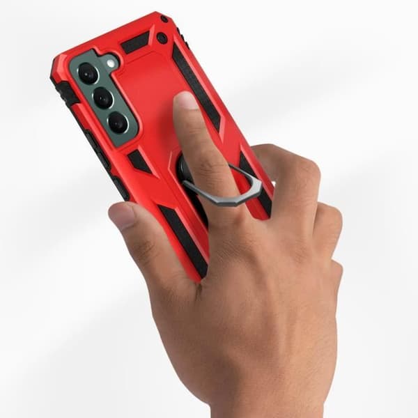 Samsung Galaxy S22 Plus Fodral Stötsäker Hybrid Ring Video Support Röd