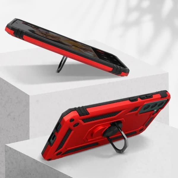Samsung Galaxy S22 Plus Fodral Stötsäker Hybrid Ring Video Support Röd