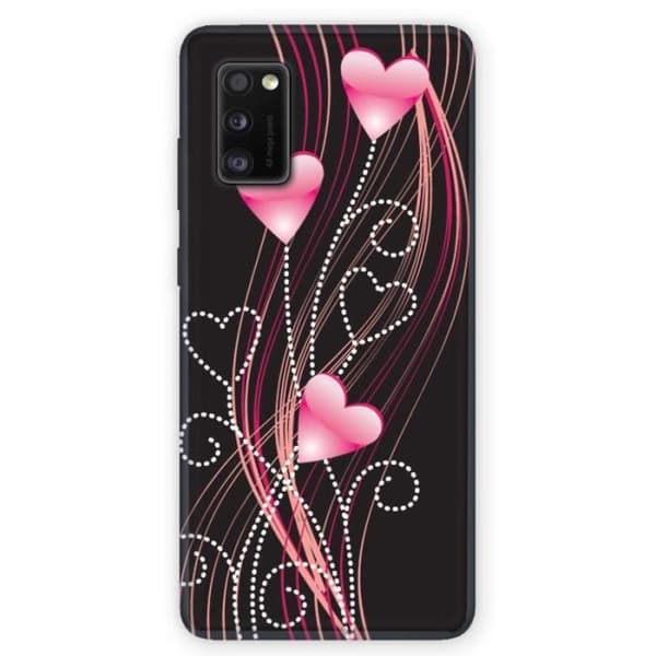 Fodral till Samsung Galaxy A41 Pink Heart Amount One Size Svart