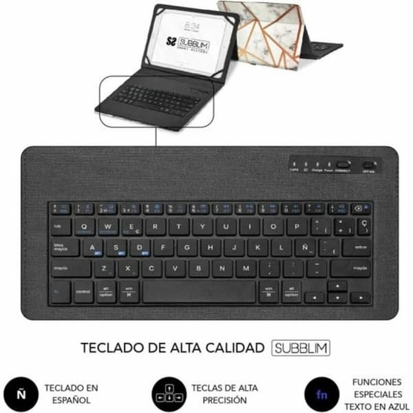 Tabletin ja näppäimistön kuori Subblim SUBKT5-BTTW10 Valkoinen macOS