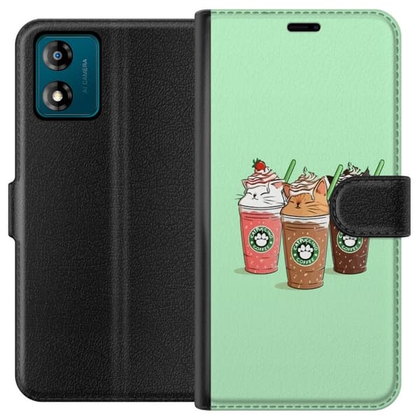 Motorola Moto E13 Lompakkokotelo Catpuccino